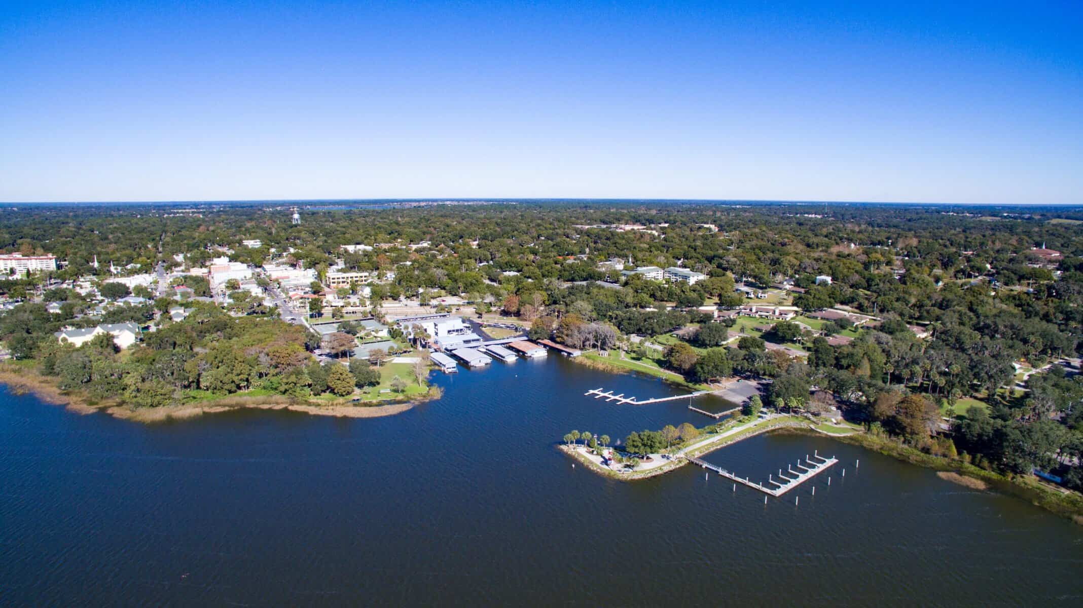 Aerial view of Lake Dora and the surrounding waterfront